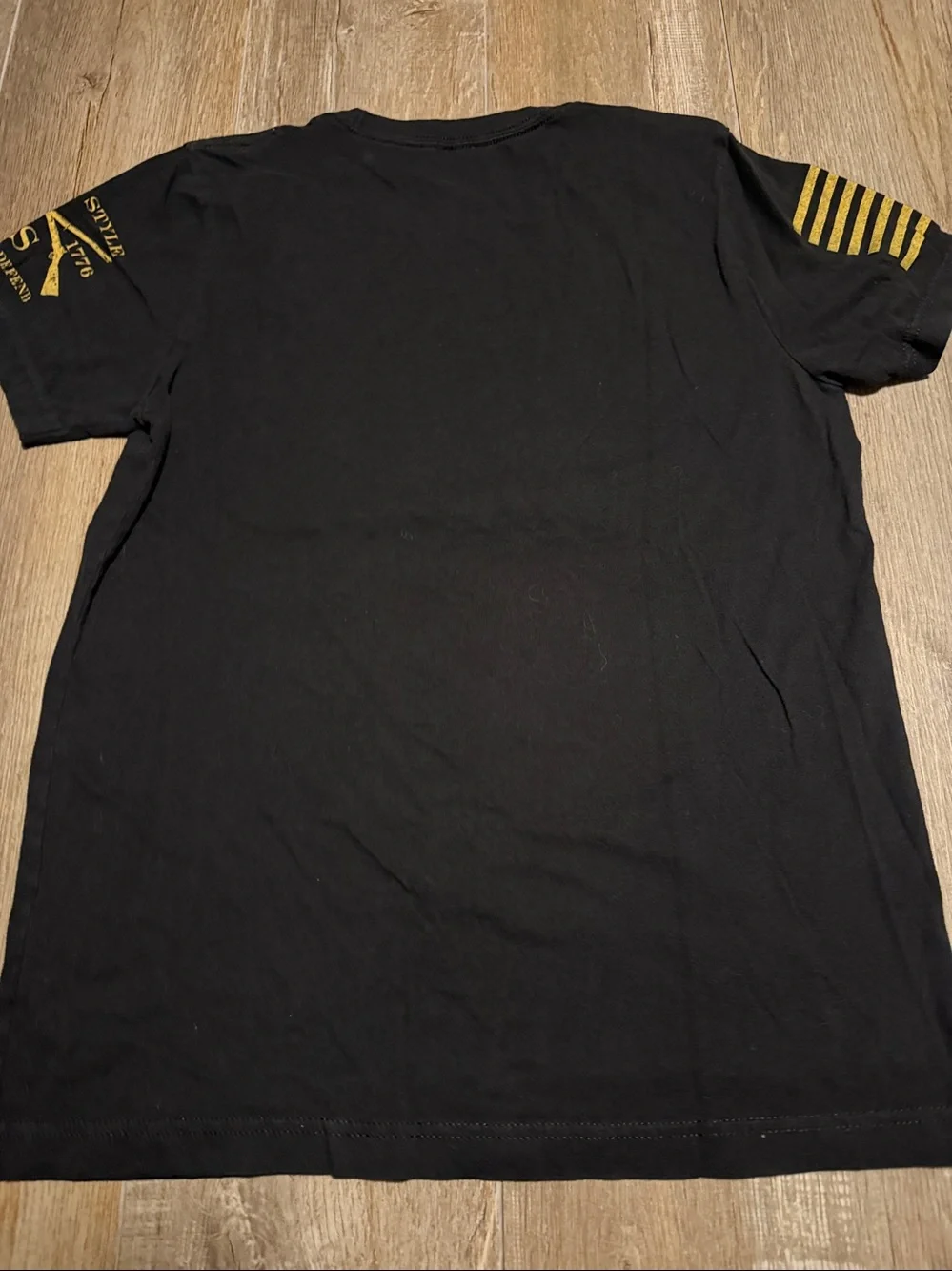 Grunt Style Black Tee with Faded American Flag Print